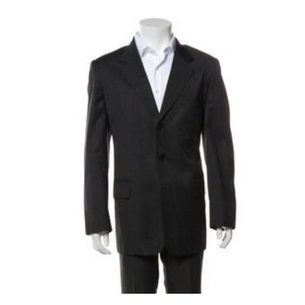 Gianni Versace mens authentic black gray long sleeve vintage blazer jacket 44 Xl